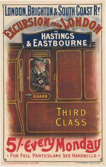 London Brighton & South Coast Railway poster Hastings & Eastbourne