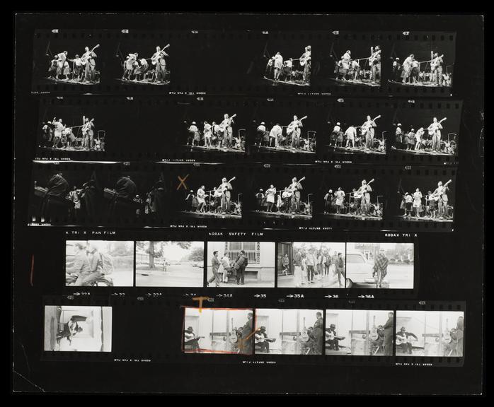 Contact Sheet of Indoor Blues Musicians from the Newport Festival. By Tony Ray Jones