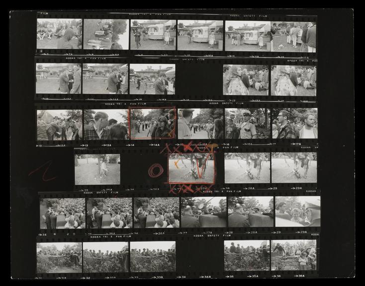 Contact Sheet of Indoor Blues Musicians from the Newport Festival. By Tony Ray Jones