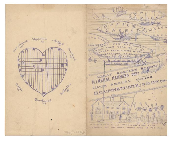 Itinerary sheet for Great Eastern Railway Outing, 1909