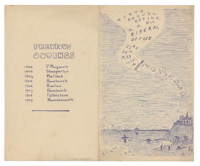 Itinerary sheet for Great Eastern Railway Outing, 1910