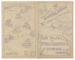 Itinerary sheet for Great Eastern Railway Outing, 1911