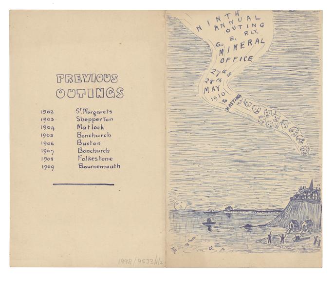 Itinerary sheet for Great Eastern Railway Outing, 1910