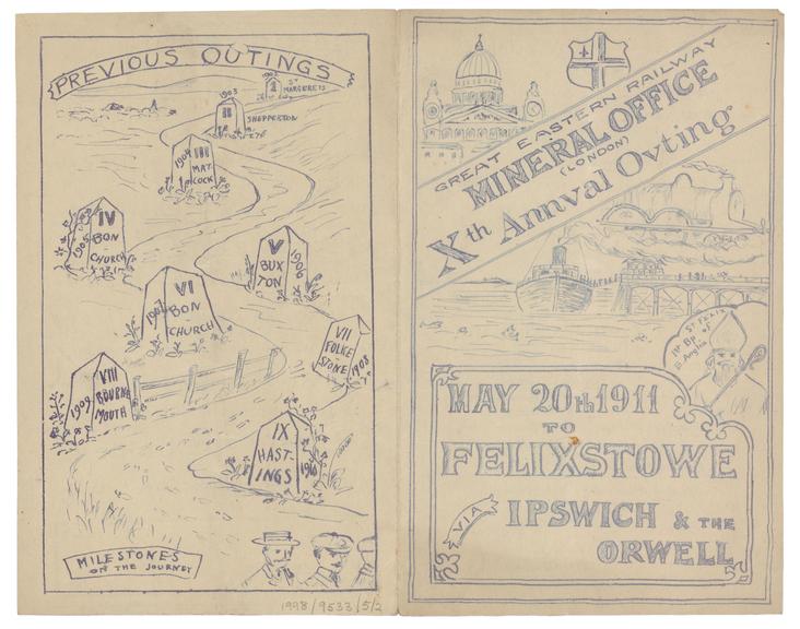 Itinerary sheet for Great Eastern Railway Outing, 1911