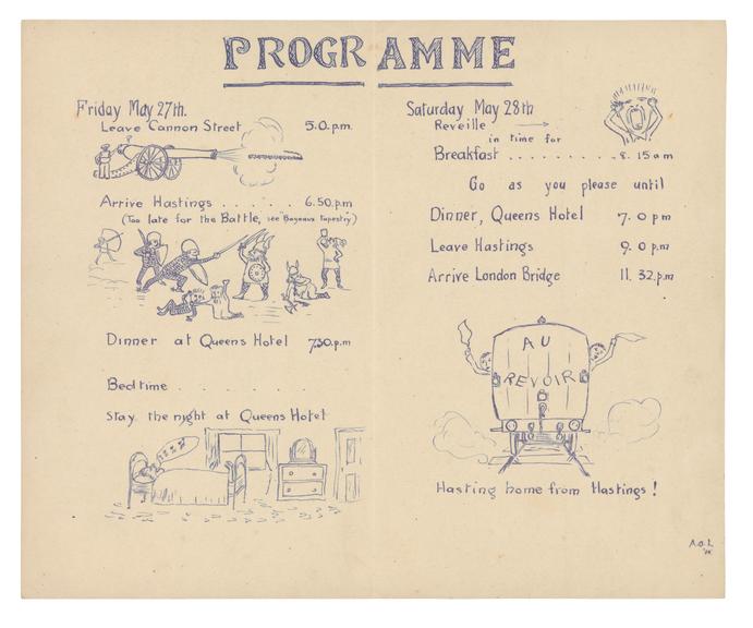 Itinerary sheet for Great Eastern Railway Outing, 1910