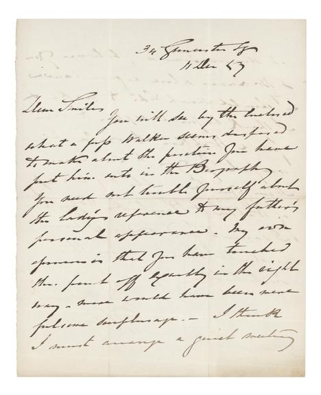 Letter from Robert Stephenson to Samuel Smiles
