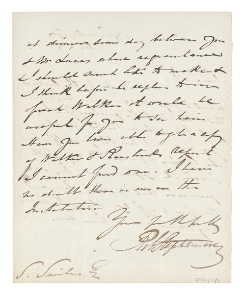 Letter from Robert Stephenson to Samuel Smiles