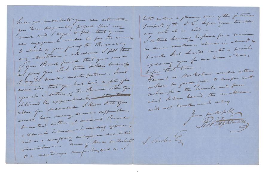 Letter from Robert Stephenson to Samuel Smiles