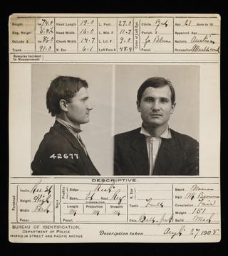 Criminal record card with photograph