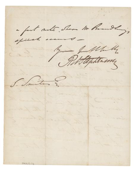 Letter from Robert Stephenson to Samuel Smiles