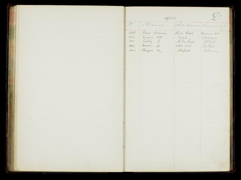 Pages 207 and 208 of the North Eastern Railway prosthetic limb register, surnames starting with D