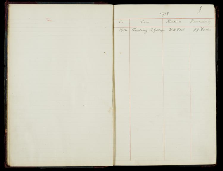 Pages 11 and 12 of the North Eastern Railway prosthetic limb register, surnames starting with F