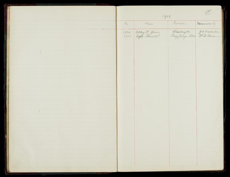 Pages 29 and 30 of the North Eastern Railway prosthetic limb register, surnames starting with O