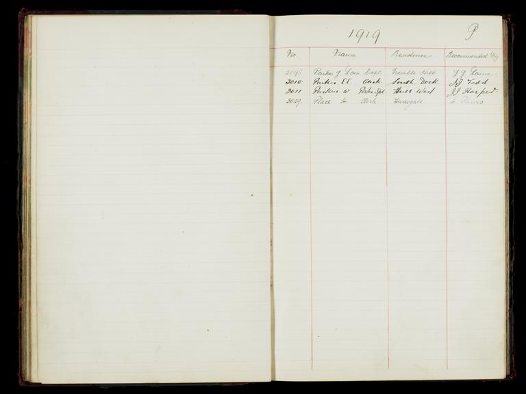 Pages 83 and 84 of the North Eastern Railway prosthetic limb register, surnames starting with P