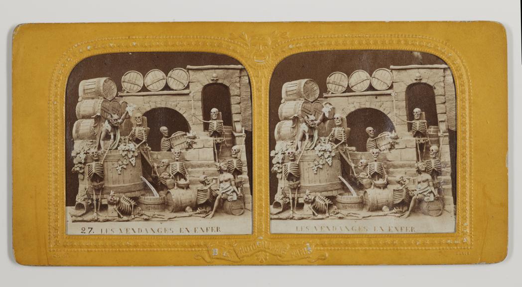 Diableries Stereocard: Les Vendanges en Enfer (photograph; stereophotograph)