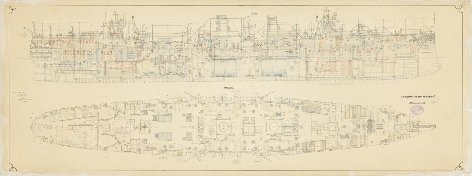 Drawing showing H.M. Colonial Crusier 'Ringarooma'