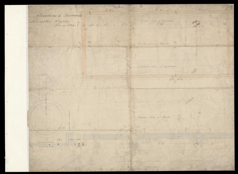 Drawing of a Locomotive Engine to elucidate a proposed method of construction for preventing accidents, in case of a crank axle breaking