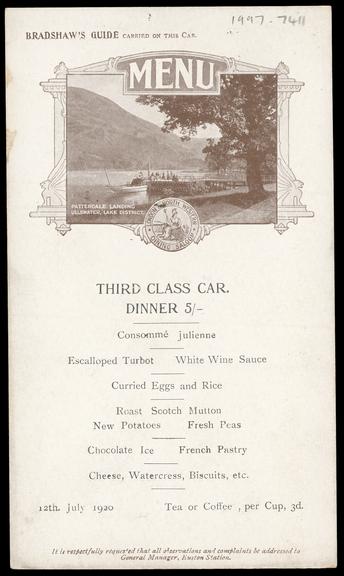 London & North Western Railway menu card