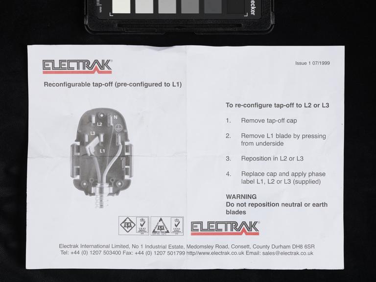 Manual for Electrak reconfigurable tap-off from NHS Nightingale North West