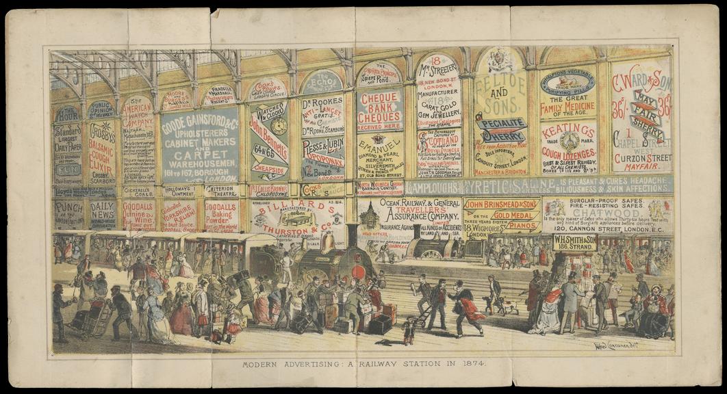 Modern Advertising: A Railway Station in 1874 (print)