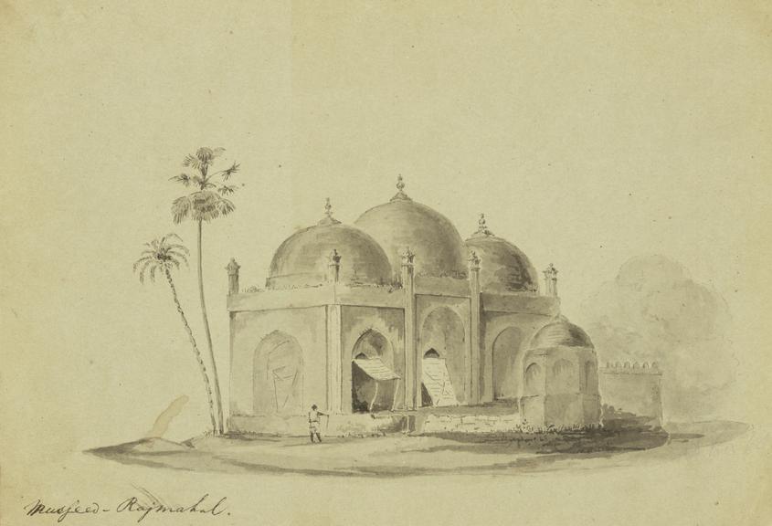 Drawing of the Akbari Mosque in Rajmahal, India (Drawing, pen and ink)