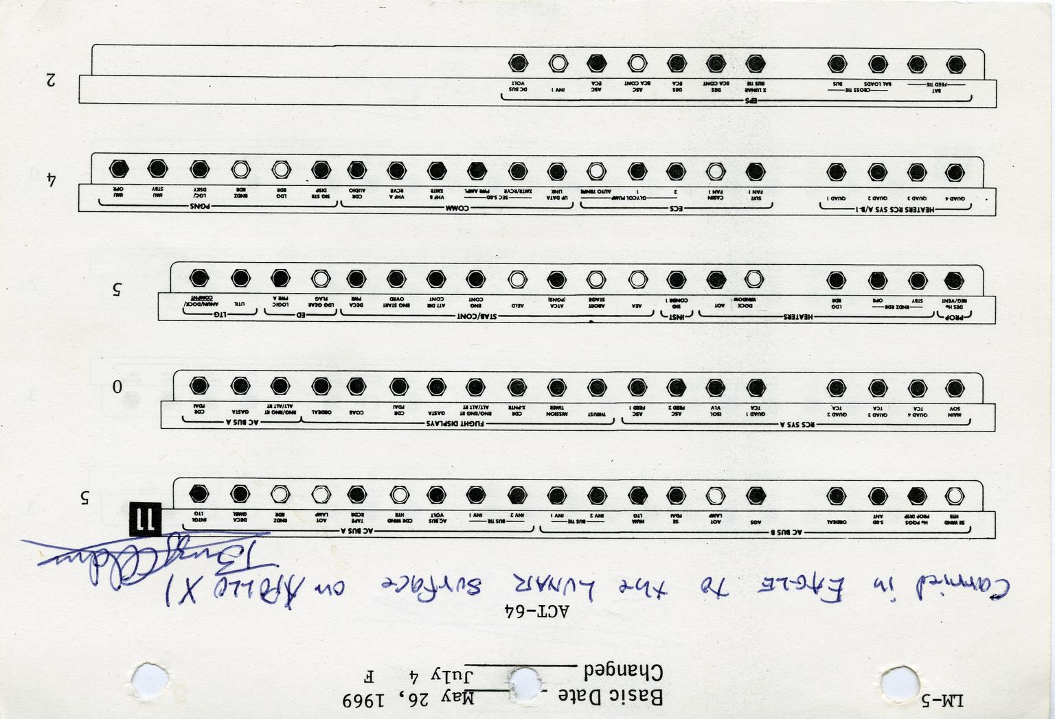 Flown Apollo 11 LM Activation Checklist Sheet