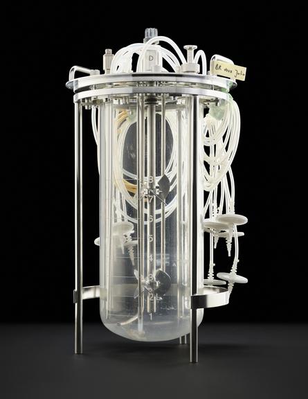 Bioreactor flask used in the production of the Janssen Johnson & Johnson COVID-19 vaccine