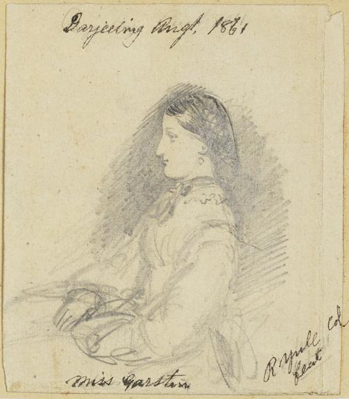 Portrait of Constance Garstin in Darjeeling, India (Drawing, pencil)