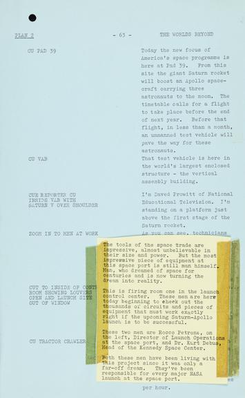Tecnnical Script Technical script for 'Our World' television broadcast | Science Museum ...