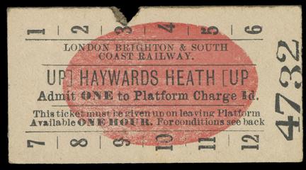 London, Brighton & South Coast Railway platform ticket, Haywards Heath (UP)