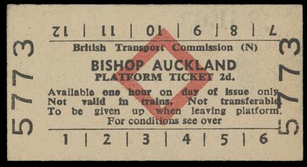 Bishop Auckland Platform Ticket