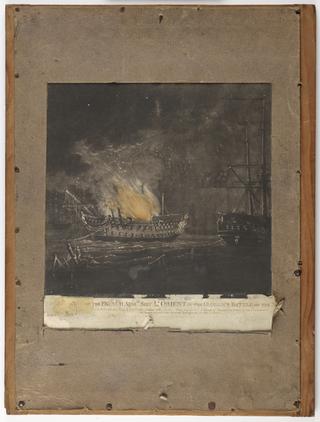 Peepshow transparency: (Burning) of the French Adm. Ships L'Orient in the Glorious Battle of the Nile