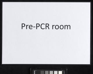 Sign for a pre-PCR area of a COVID-19 testing centre