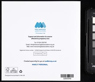 Pregnancy loss card from Card Factory and the Miscarriage Association