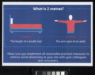 Sign showing social distancing measures at a COVID-19 testing centre