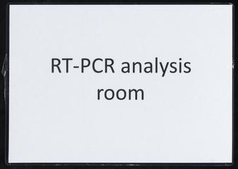 Sign for RT-PCR area of a COVID-19 testing centre