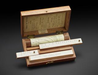 Hurter and Driffield Actinograph. Small mahogany box containing exposure calculator