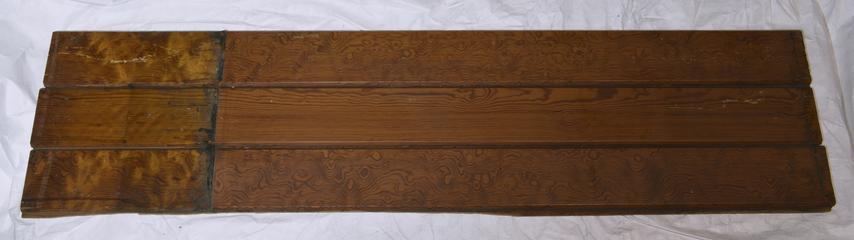 Three Conjoined Slats of Wainscoting, Part of Wooden Wall Panelling