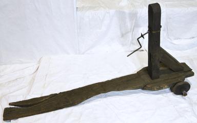 Wheeled Trolley with Vertical Post and Tape Winding Hook.