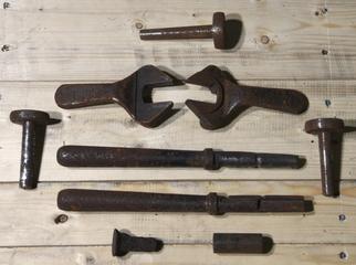Spanner and bolts for Glasgow Corporation Tramcar