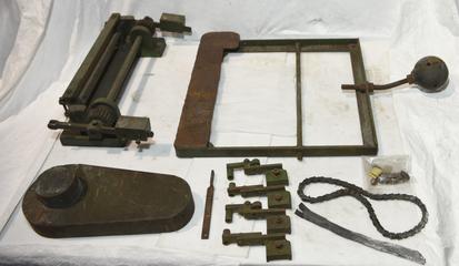 Two parts of a bench guillotine frame