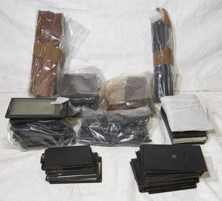 Collection of cut film plate holders, panoramic hand painted slides and graphite pencils