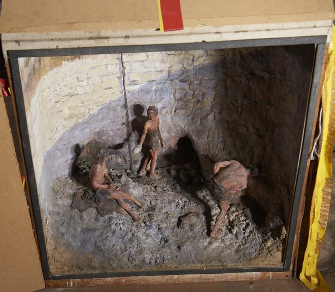 Diorama illustrating flint mining