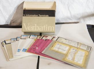 Varian CFT-20 Fourier-transform nuclear magnetic resonance spectrometer: box of floppy disks