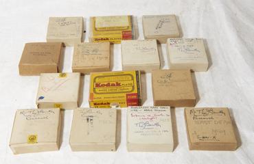 Collection of glass plate negatives and reels of film