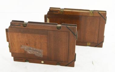 Two Wooden Bookform Double Darkslides