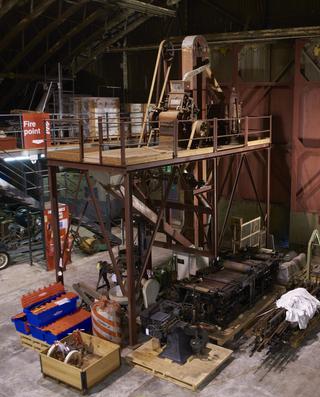 Machinery used to produce casein plastic, 1900.