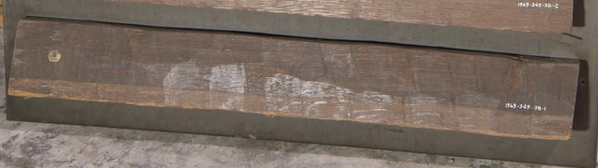 Cleft or riven oak spoke as received in the workshop from a timber yard