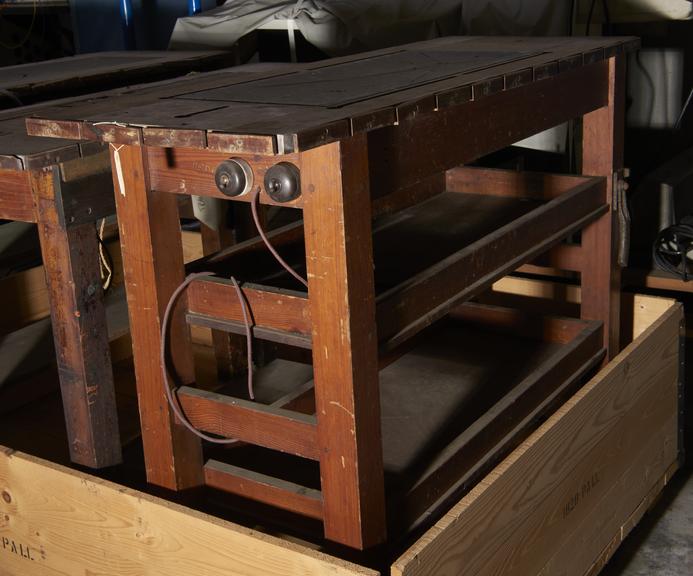 Wooden table for operating on animals, 1901-1930.