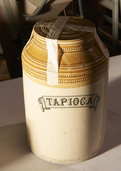 Stoneware storage jar with lid